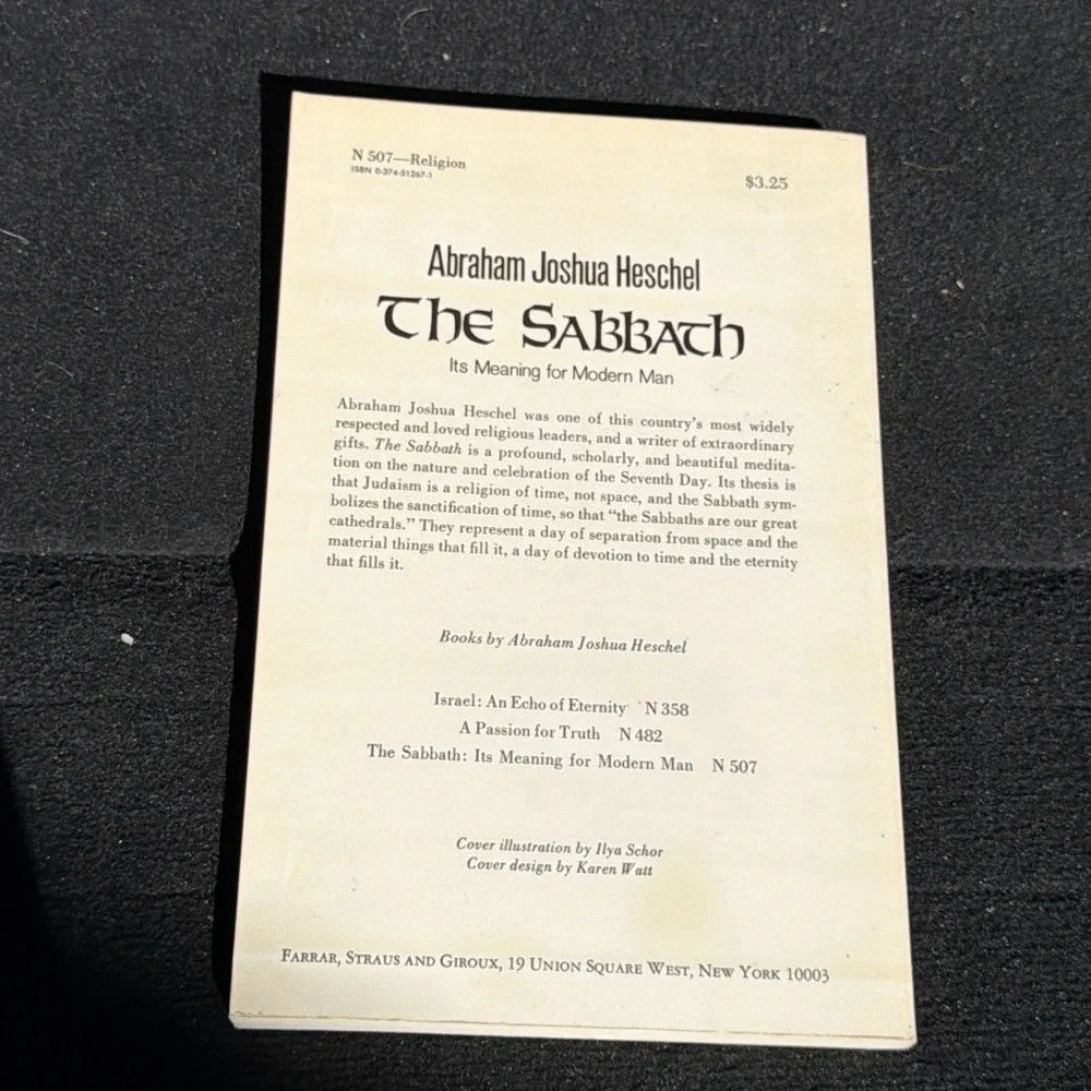 1951 The Sabbath Its Meaning for Modern Man Abraham Joshua‎ Heschel 6th Printing